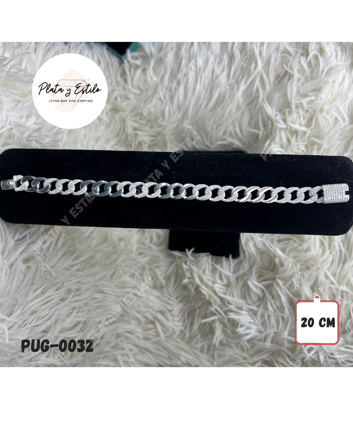 Pulsera Cubana abierta mitad circones