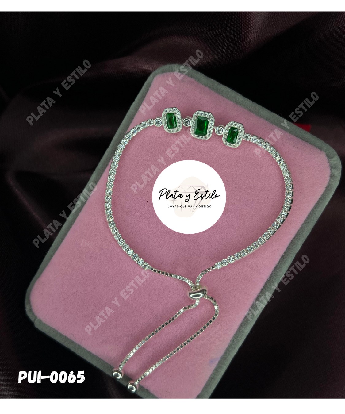 Pulsera Tennis con piedras verdes
